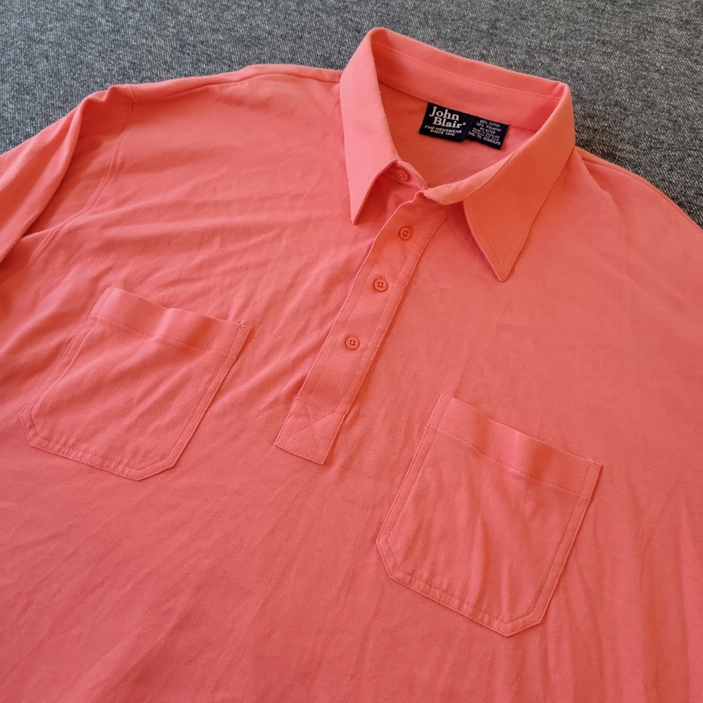 John Blair Polo‎ Shirt Men's 3XL Pink Long Sleeve Pockets Banded Waist Golf